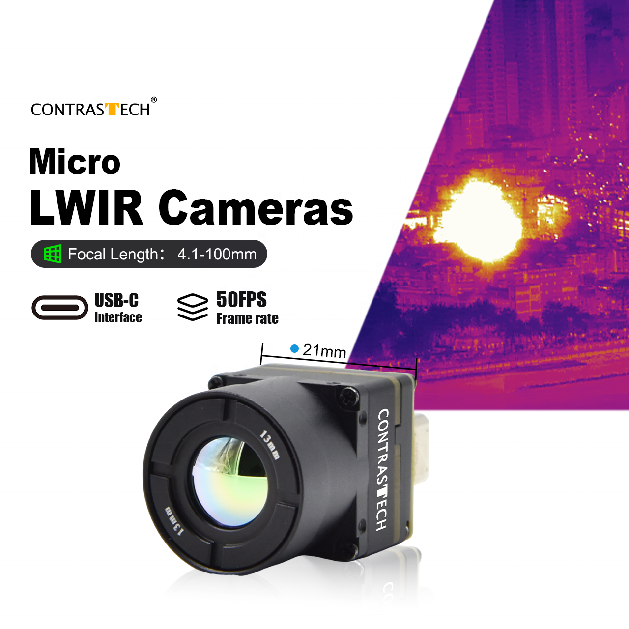 High Resolution 1280x1024 Temp.Measurement 12um 50fps 25fps Uncooled VOx Flir Thermal Imaging Night Vision LWIR Camera for Drone
