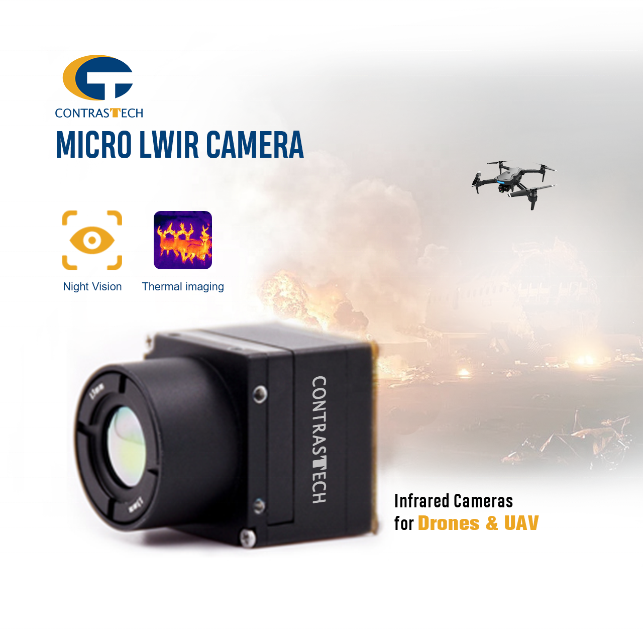 High Resolution 1280x1024 Temp.Measurement 12um 50fps 25fps Uncooled VOx Flir Thermal Imaging Night Vision LWIR Camera for Drone