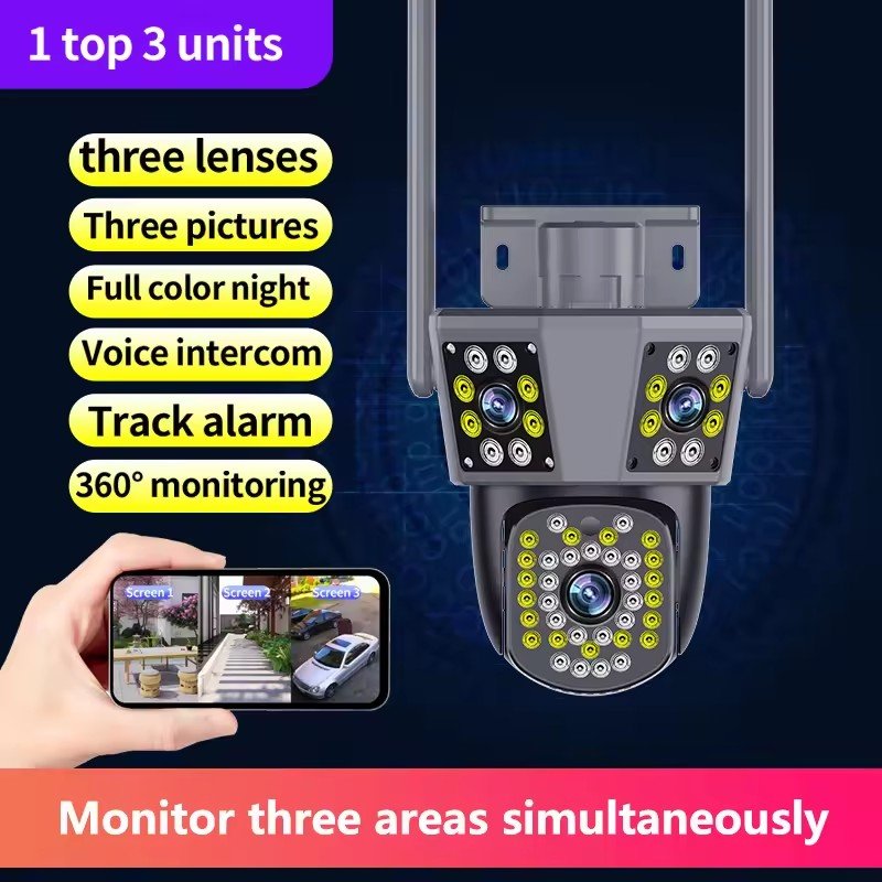 10x Optical 6MP IPC360 home Security Camera System 3 Screen Outdoor Night Vision Motion Detection PTZ Wifi Network Camera