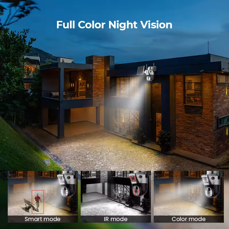 Wireless Wifi Solar Camera 4K 4G Outdoor Waterproof 8mp Dual Lens Hd Home Security Network Cctv Camera