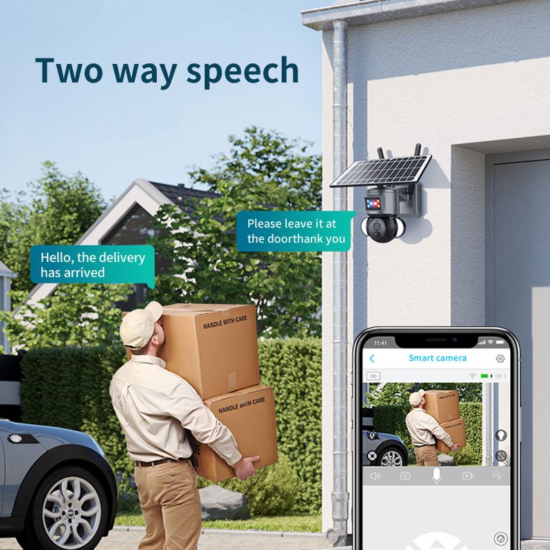 WERYSAFE 6W 2K IP66 Smart Outdoor CCTV Home Speed Dome PTZ Network Camera Floodlights HD 4MP 4G Solar Camera