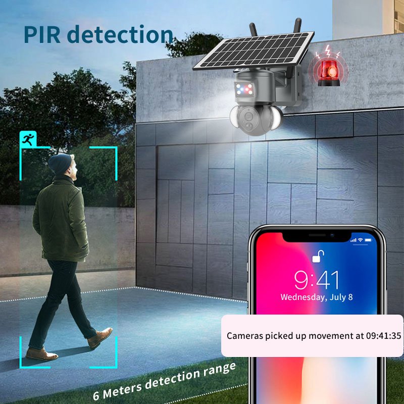 WERYSAFE 6W 2K IP66 Smart Outdoor CCTV Home Speed Dome PTZ Network Camera Floodlights HD 4MP 4G Solar Camera