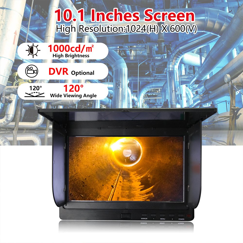 Sewer drain industrial endoscope logging inspection camera with 23mm diameter camera head flexible with 12 led high white light