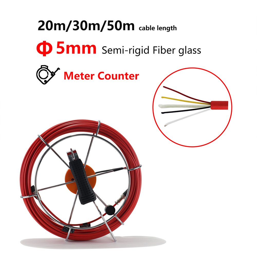 Sewer drain industrial endoscope logging inspection camera with 23mm diameter camera head flexible with 12 led high white light
