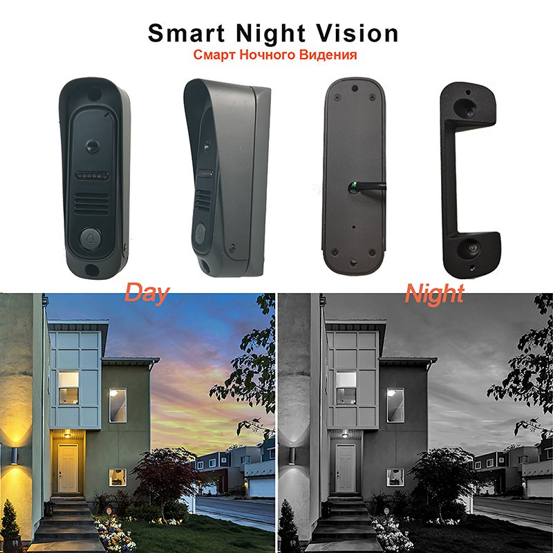 VIDEW 4 Wired Video Intercom System RFID Unlock Camera Doorbell with 7 Inch Screen Night Vision Home Door Bell for Villa