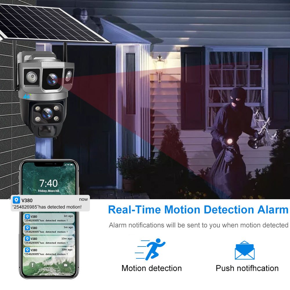 V380 4MP Outdoor Solar Camera Wireless CCTV Security Cameras Surveillance V380 solar 4G Network camera Solar