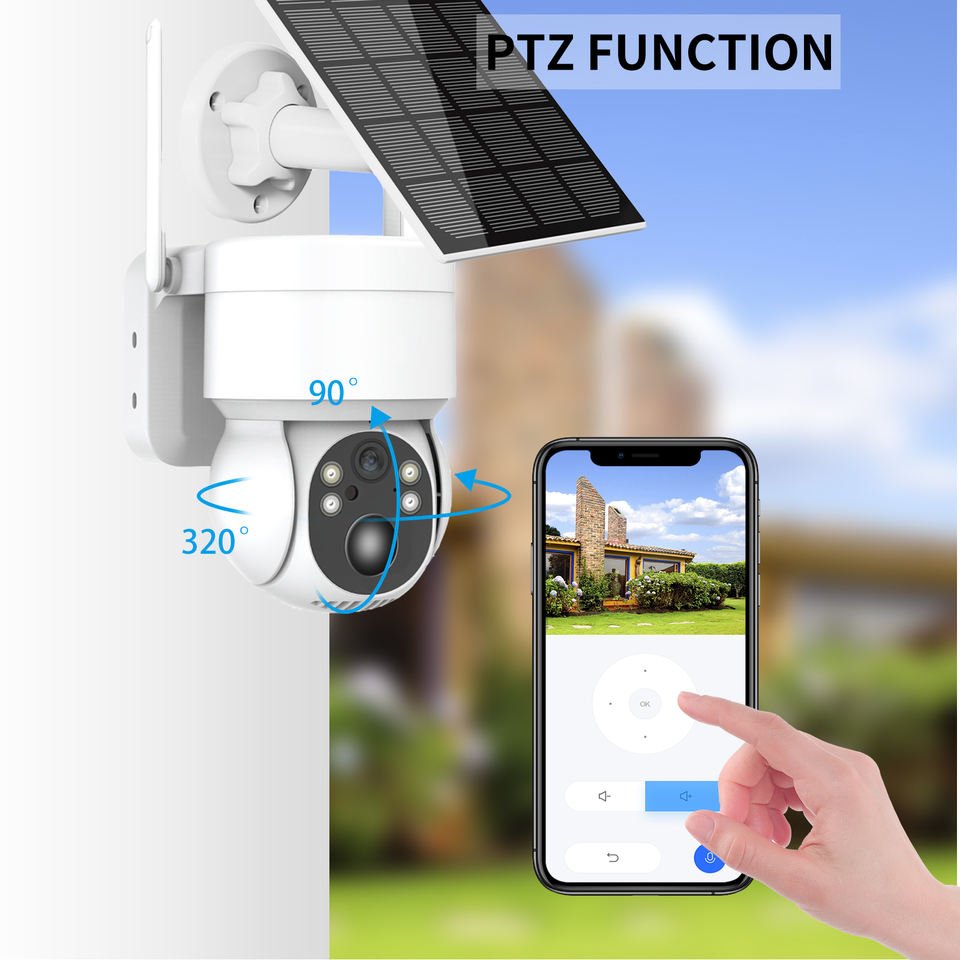 2022 ICSEE Wifi Smart Outdoor 360 PTZ PIR 1080P Camera Solar Panel Powered CCTV IP Wireless Security Surveillance Network Camera