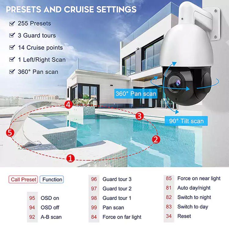 Hik compatible outdoor ip security surveillance 4k 8mp speed dome auto tracking optical zoom night vision poe ptz camera