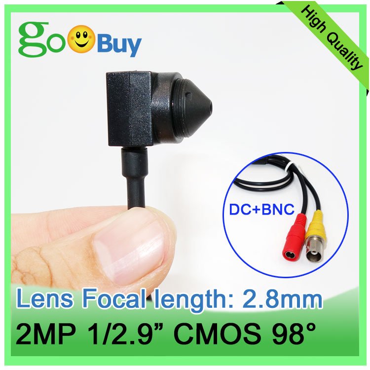 2MP pinhole camera with 2.8mm EFL wide angle 98 degree lens 1/2.9" CMOS BNC analog signal industrial testing mini car camera
