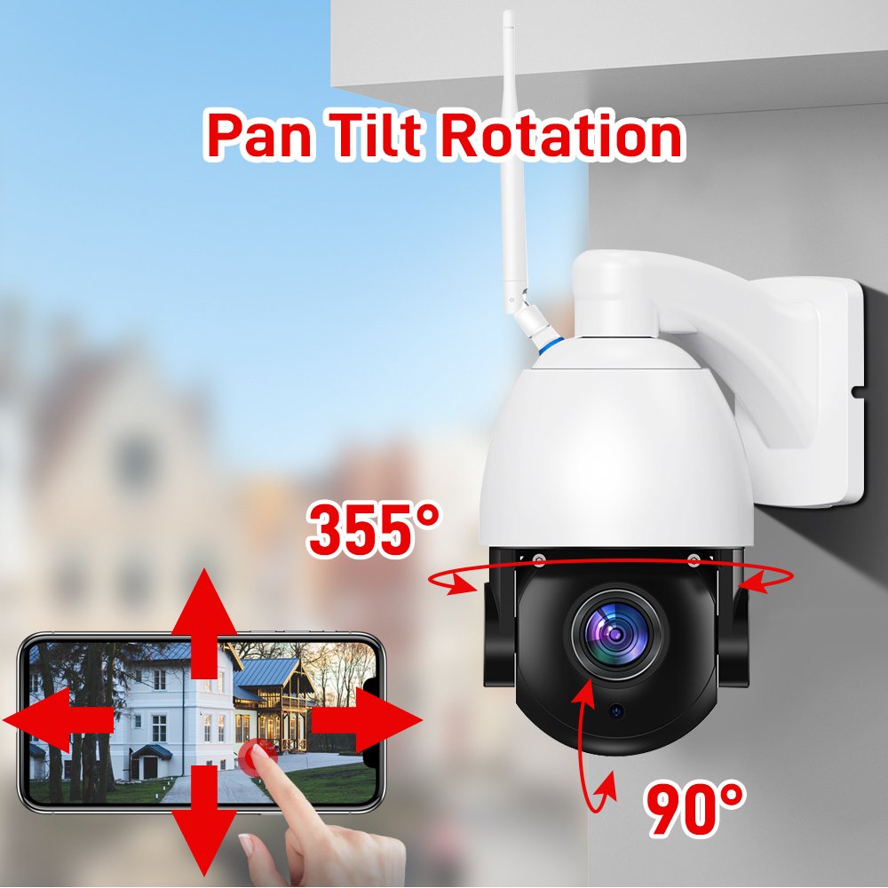 Rscamtom 8MP farm wireless outdoor camera tracking PIR infrared detection full color night vision ptz camera 50x zoom