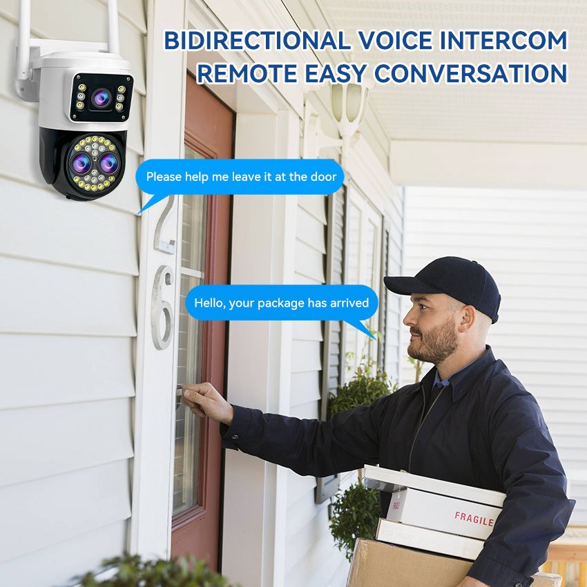 Factory wholesale binocular dual lens surveillance cameras WIFI indoor and outdoor wireless monitors 4G HD night vision home