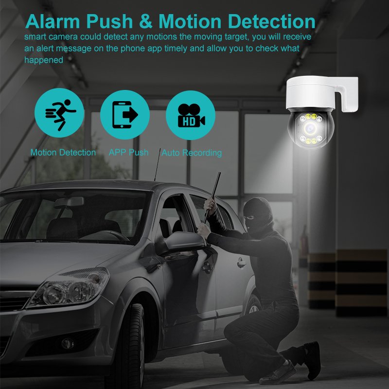 2MP Outdoor Pan & Tilt Network Dome Camera with Microphone and Speaker 1080P Color Night VISION CCTV Mini Network Camera PTZ