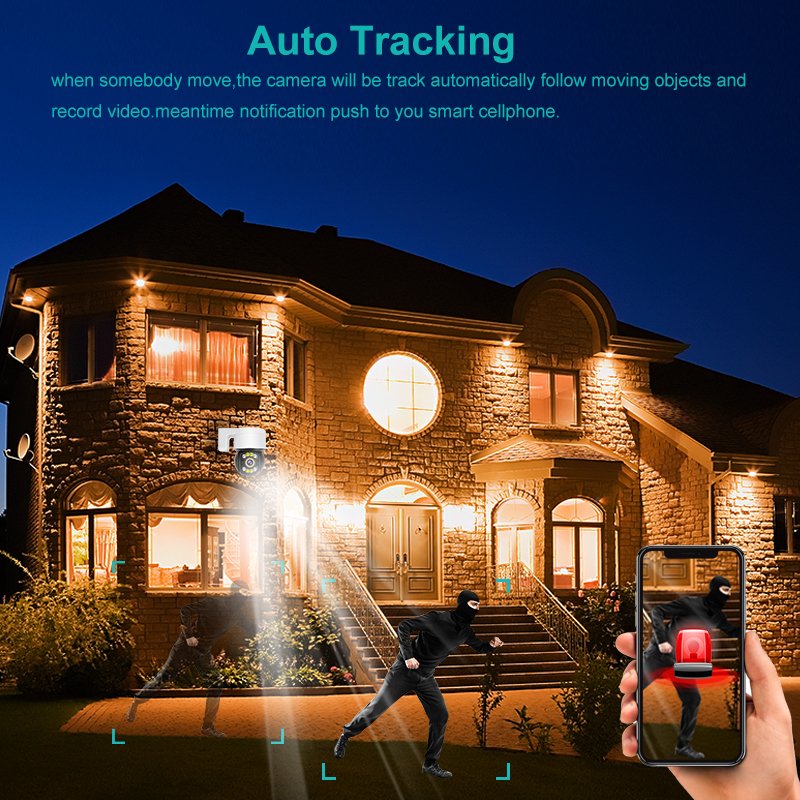 2MP Outdoor Pan & Tilt Network Dome Camera with Microphone and Speaker 1080P Color Night VISION CCTV Mini Network Camera PTZ