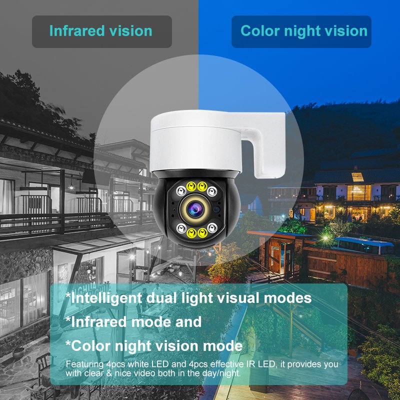 2MP Outdoor Pan & Tilt Network Dome Camera with Microphone and Speaker 1080P Color Night VISION CCTV Mini Network Camera PTZ