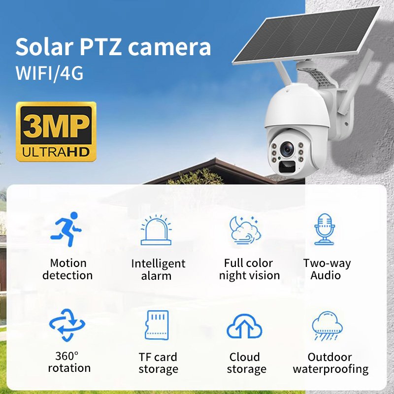 Conda Solar Powered 3MP 4G/WiFi Security Camera Dual Detection & Full-Color Night Vision for Remote Outdoor