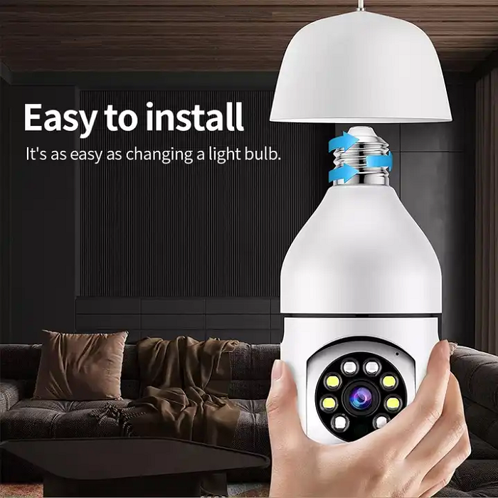 V380 Pro Wireless E27 PTZ Bulb Cameras Auto Tracking 360 Wifi Hidden Cctv Security Light Bulb Network Camera With Memory Card
