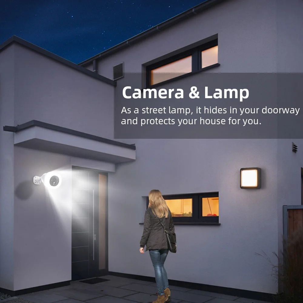 V380 Pro Wireless E27 PTZ Bulb Cameras Auto Tracking 360 Wifi Hidden Cctv Security Light Bulb Network Camera With Memory Card