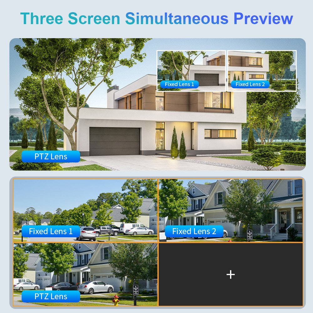 LS VISION 8K Outdoor 10X Optical Zoom Surveillance Cctv WIFI Security Camera Audio Ptz Four lenses three screens network camera