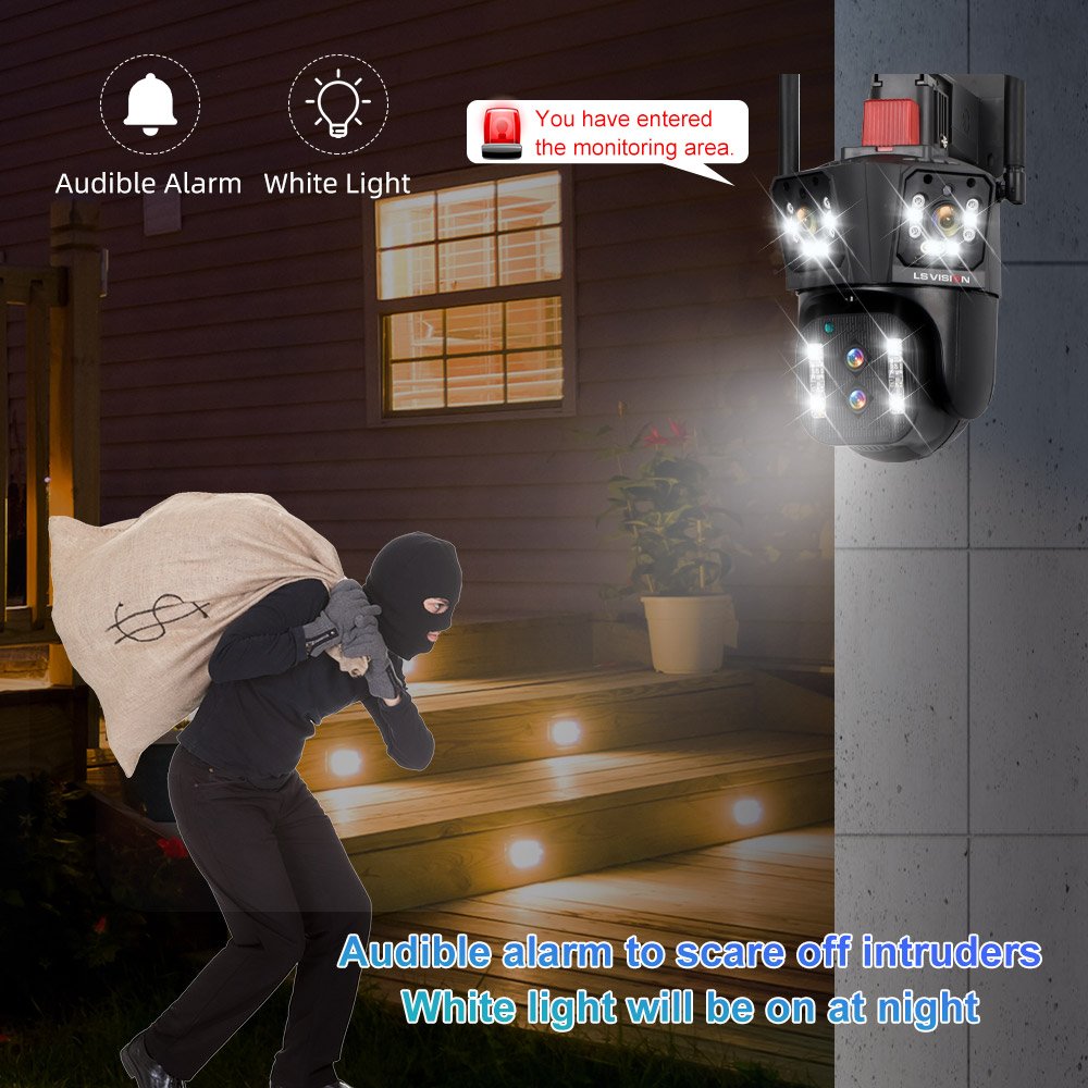 LS VISION 8K Outdoor 10X Optical Zoom Surveillance Cctv WIFI Security Camera Audio Ptz Four lenses three screens network camera