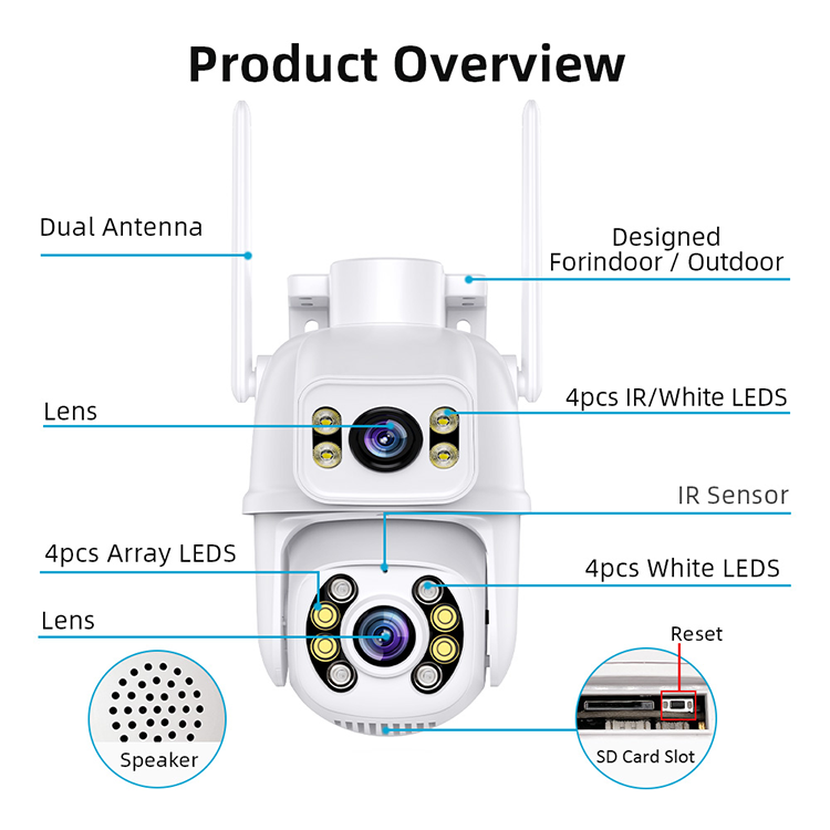 LEVOFAST Dual-Screen Wireless Outdoor WiFi 8MP IP Home Camera 6MP ICSEE Audio Alarm PTZ Cctv Camera