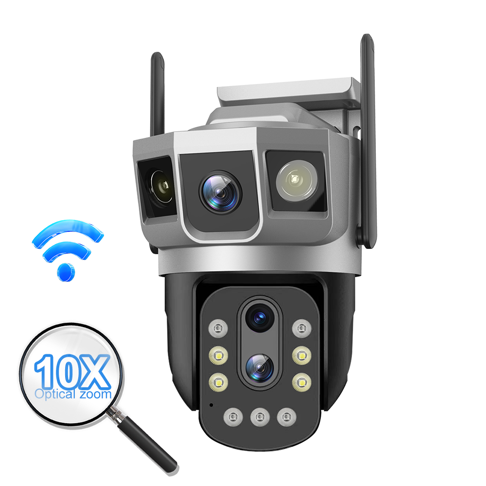 Private Model Silver Gray CCTV Camera 3 inch WIFI PTZ Bullet 10XOptical Zoom Camera 4MP IP Smart WiFi Security Camera