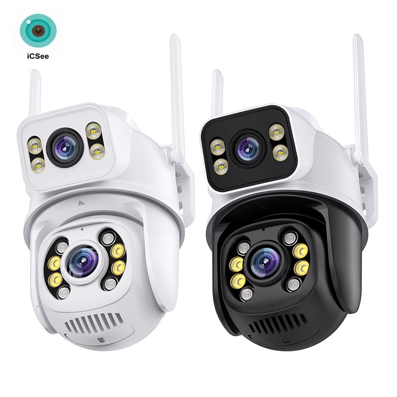 Anboqi 6MP 8MP Outdoor Dual Lens Wireless ip Camera cctv ICsee Wifi dual lens linkage Camera 4K Dual Lens ptz Network Camera