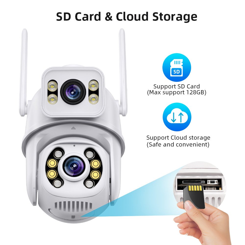 Anboqi 6MP 8MP Outdoor Dual Lens Wireless ip Camera cctv ICsee Wifi dual lens linkage Camera 4K Dual Lens ptz Network Camera