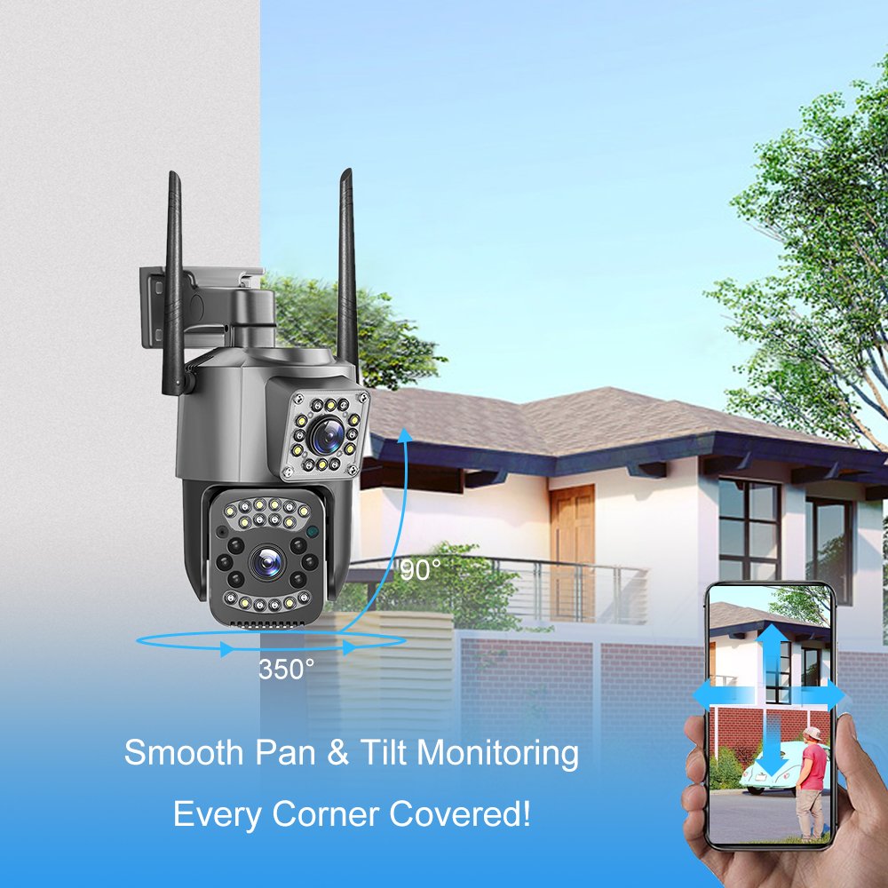 V380 pro Wifi Support 128 Memory Card Cctv Security Ip Camera Outdoor Cam Dual Lens Network Camera