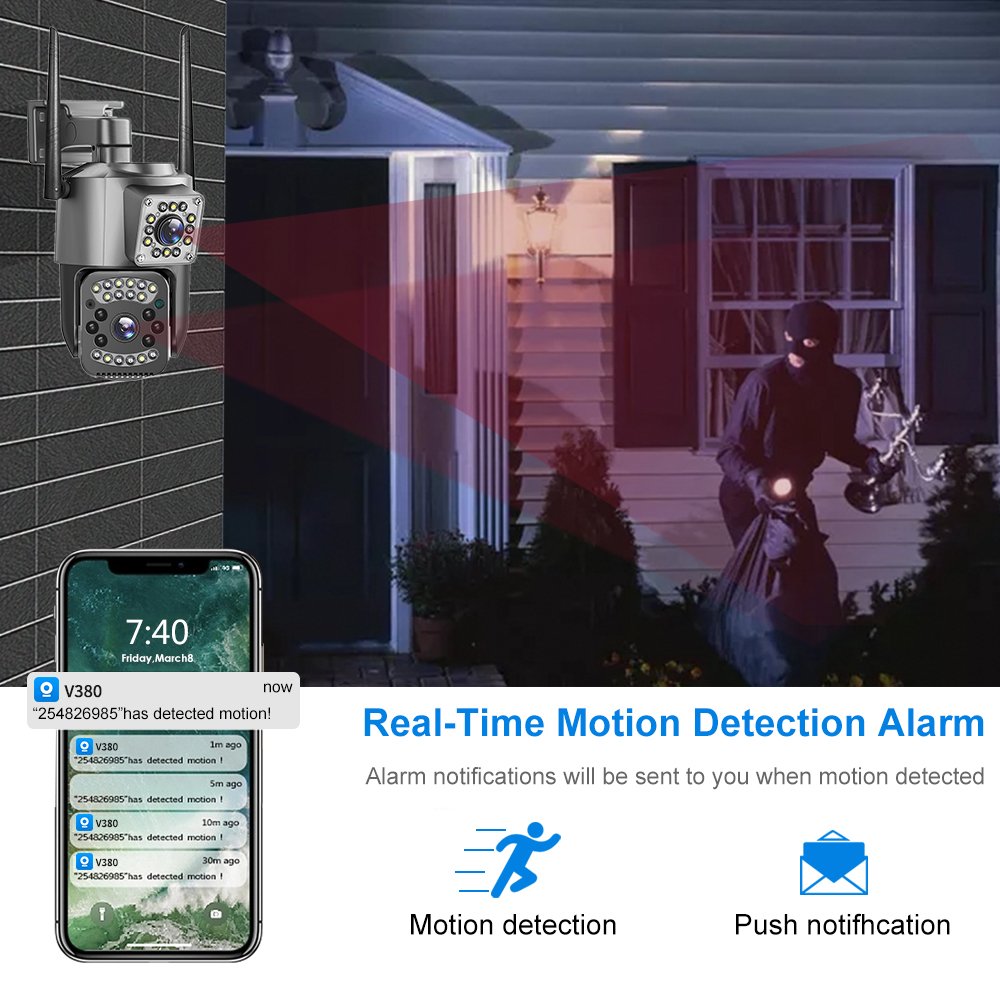 V380 pro Wifi Support 128 Memory Card Cctv Security Ip Camera Outdoor Cam Dual Lens Network Camera