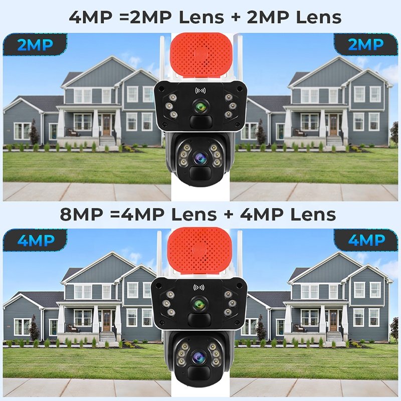 Outdoor Solar Camera 4g Sim Card 8mp Dual Lens Waterproof Wifi Ptz Humanoid Auto Tracking Security System CCTV Camera Network