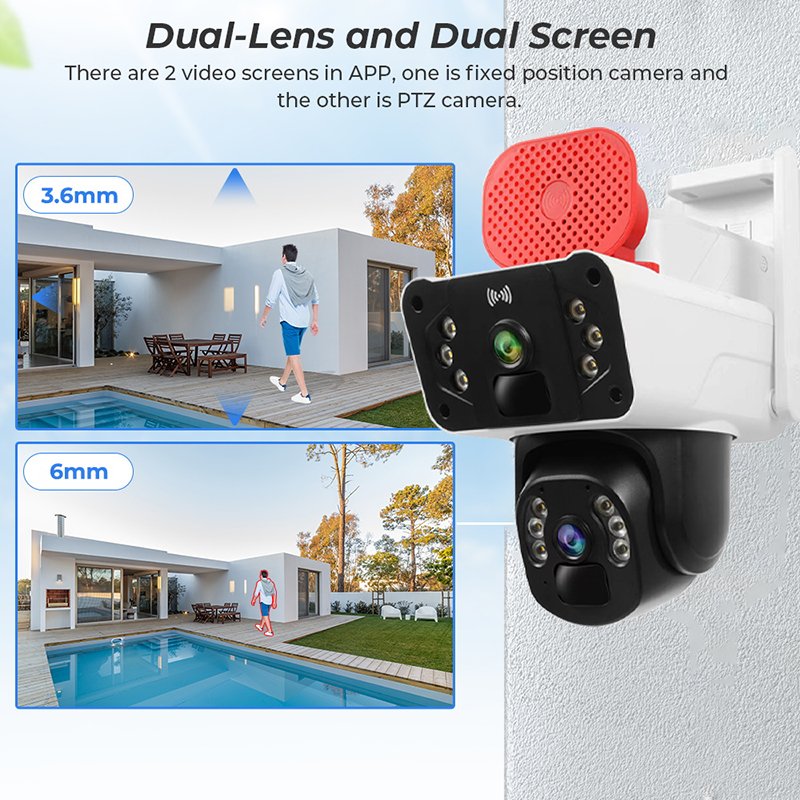 Outdoor Solar Camera 4g Sim Card 8mp Dual Lens Waterproof Wifi Ptz Humanoid Auto Tracking Security System CCTV Camera Network
