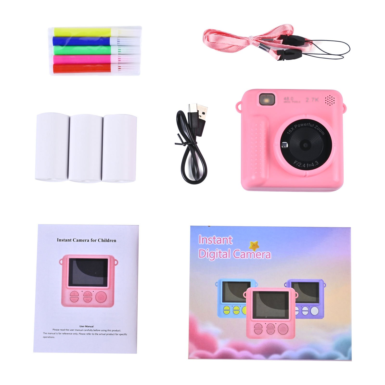Fashion Instant Print Kids Toddler Digital photography Video Cameras for Kids Mini Instant camera Toys Birthday Gifts