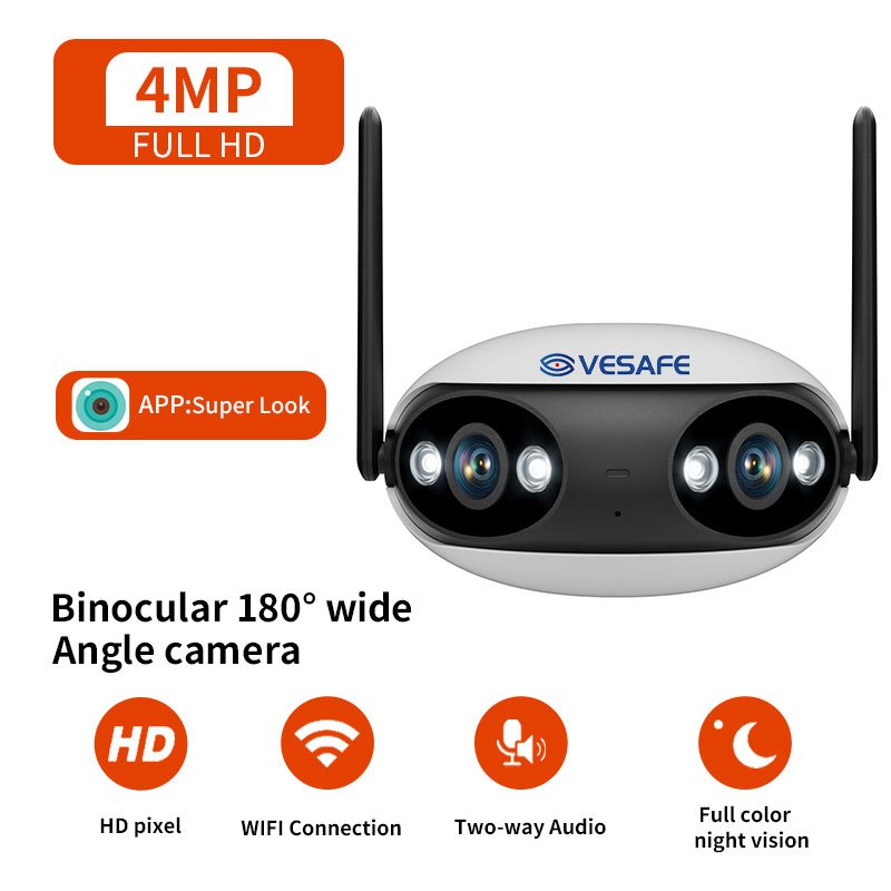 VESAFE 2K 4MP Wifi Panoramic Camera Support Nvr Automatic Tracking Network POE Camera