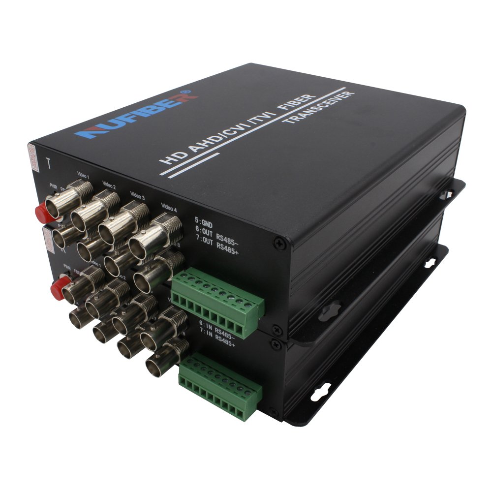OEM 1080P Fiber Video Optical Transmitter Receiver 8CH Video RS485 Data Simplex SM FC 20km