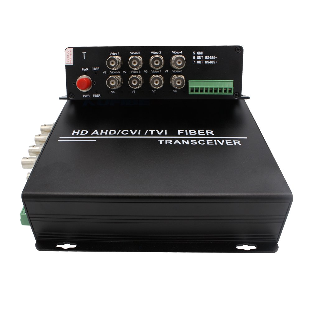 OEM 1080P Fiber Video Optical Transmitter Receiver 8CH Video RS485 Data Simplex SM FC 20km