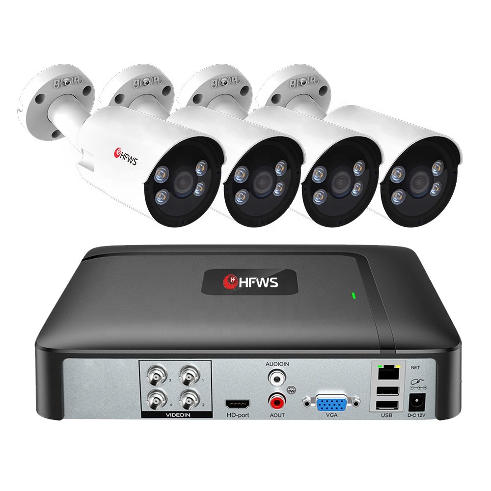 Hot Selling 2MP AHD Analog Camera Warm light Color Night Vision 4CH H.265 Dvr Security Cctv Surveillance Camera System Outdo