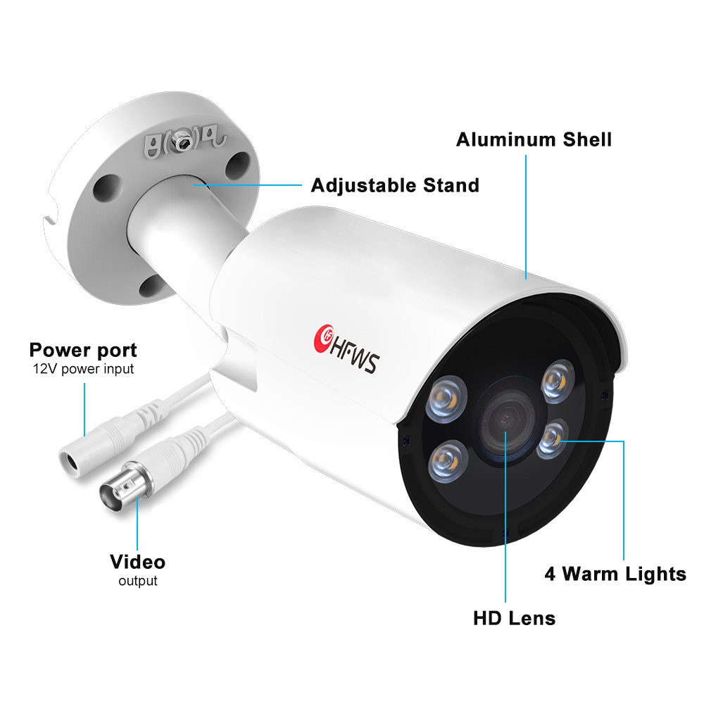 Hot Selling 2MP AHD Analog Camera Warm light Color Night Vision 4CH H.265 Dvr Security Cctv Surveillance Camera System Outdo