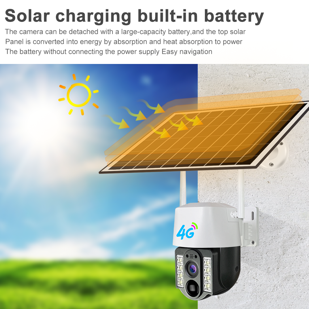 solar powered wireless motion detecting cctv security camera 4G/wifi network battery powered security camera with Night vision