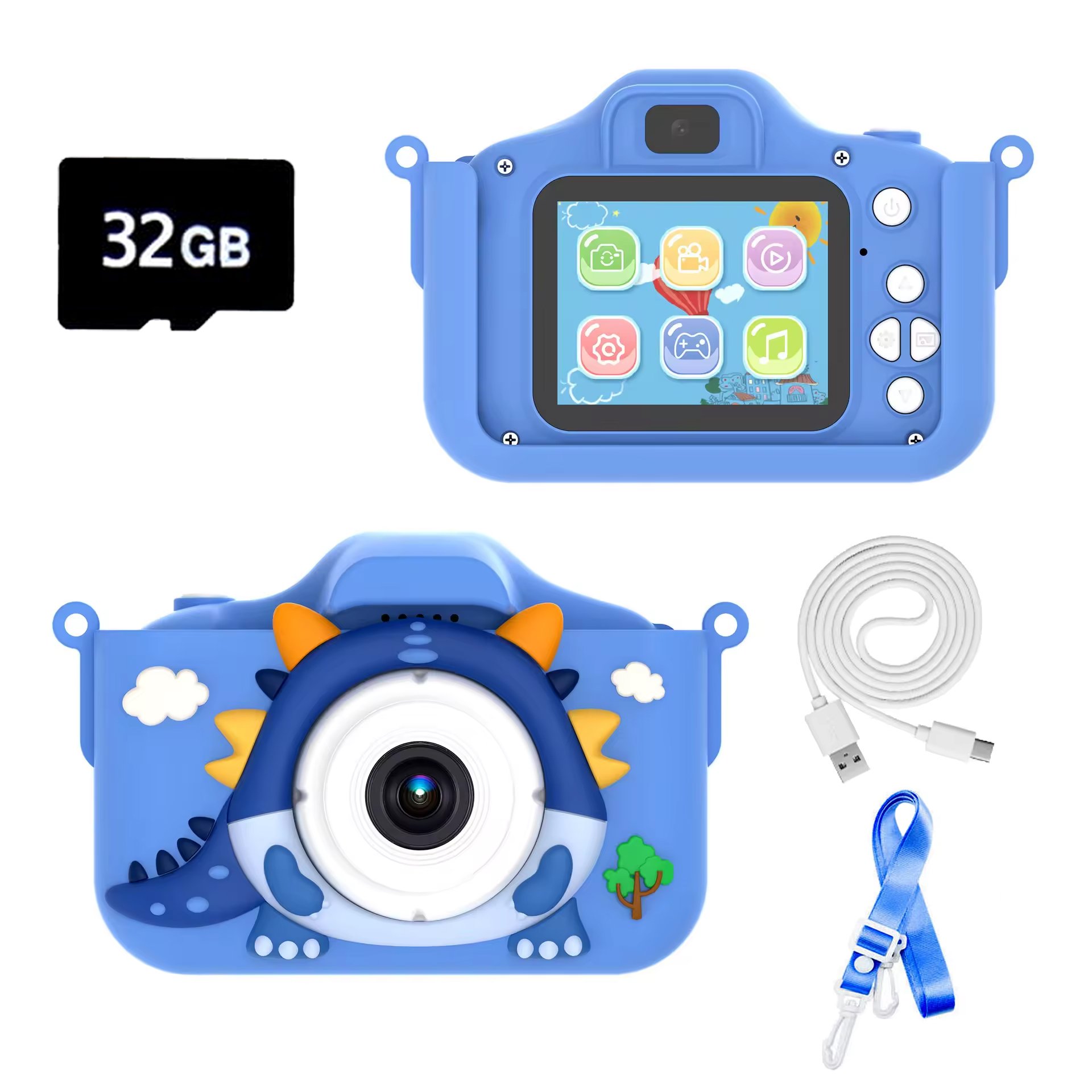 X12S Kids Mini Camera Dual lens1080P Dinosaur Cartoon Children Camera Adorable Toy Selfie Digital Kid Camera