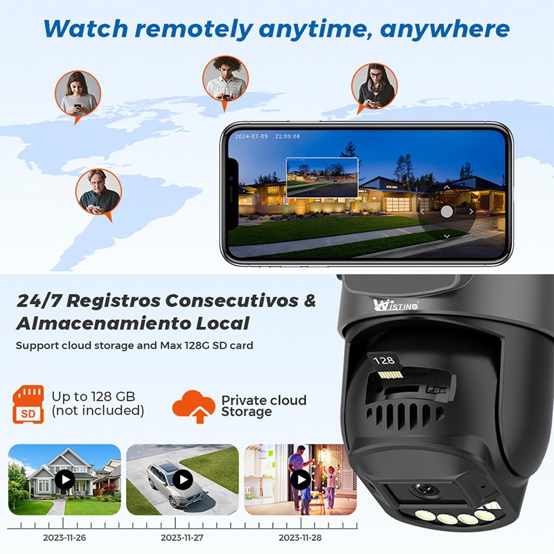 Wistino September Sale Best Selling Dual Lens Network Camera 8MP Pixel Night Vision Full Color Outdoor Wifi Security Camera