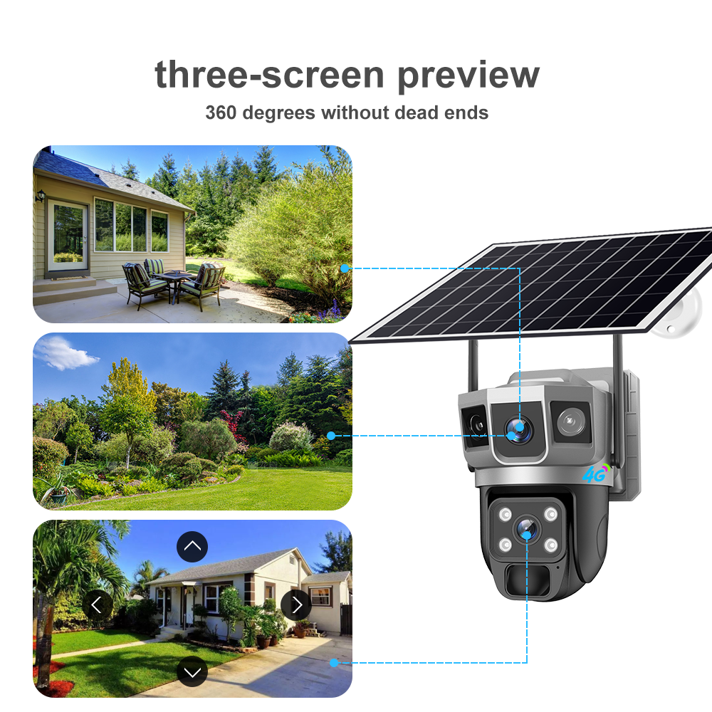 V380 Pro cctv 4G Solar Security Camera System Wireless Outdoor Motion Detection 360 Degree Rotation H.265 Wifi Wireless camera