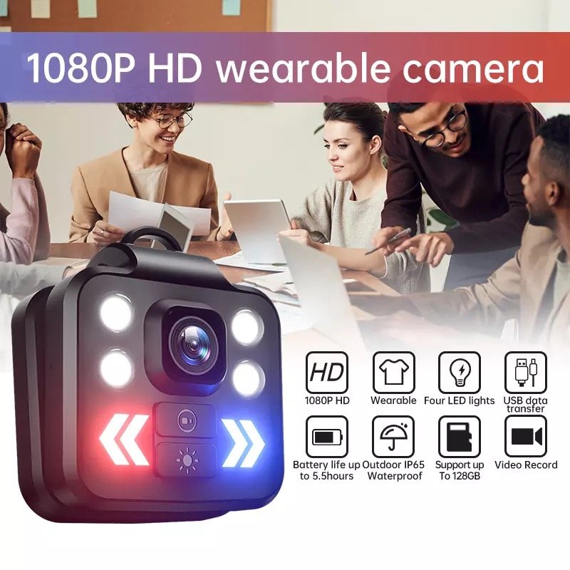 W8 IP65 Waterproof Mini Camera 1080P HD Camcorder Auxiliary Flashlight Micro Cam DV DVR Security Cam