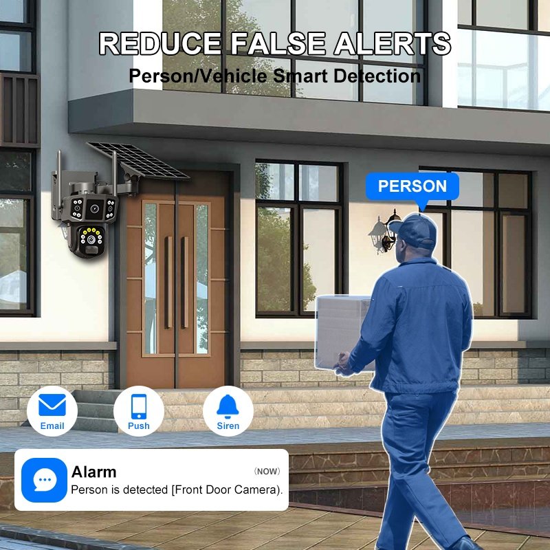 V380PRO 3MP HD 4G Dual lens Motion Detect Auto Tracking Solar PTZ Sim Card 10000mah Low-Power Battery Network Camera