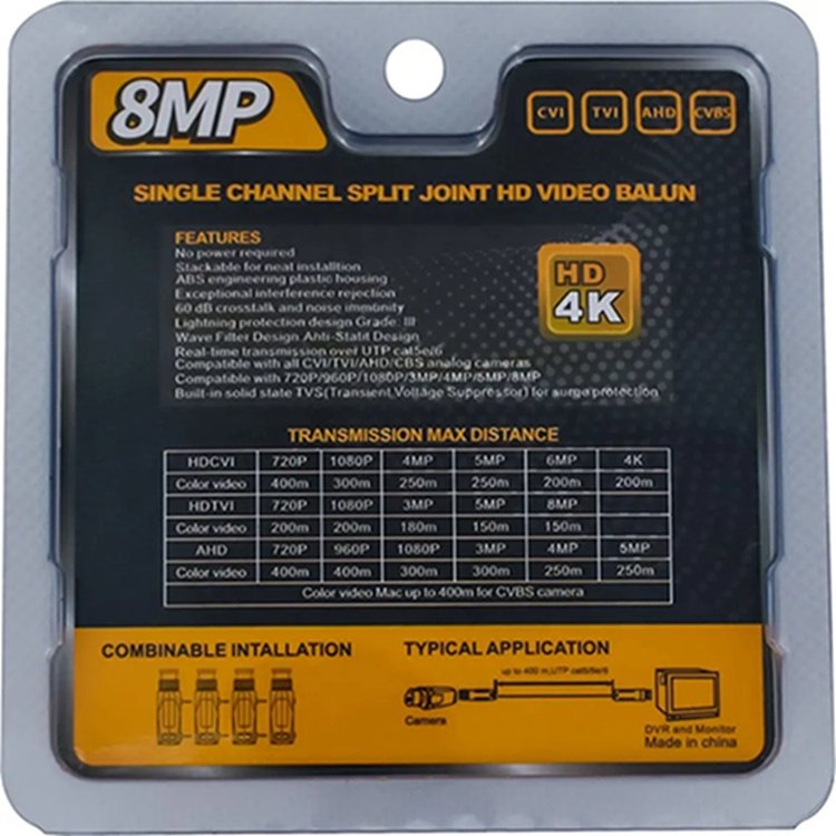 Hot sale balun 720P 960P 1080P 4MP 5MP 8MP Video Balun Compatible With all CVI TVI AHD CVBS 4K camera video balun