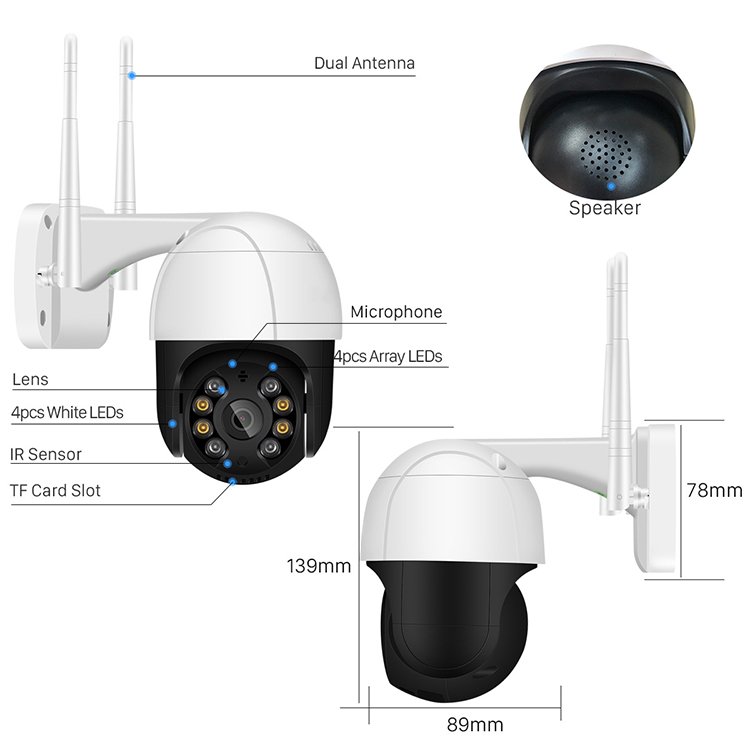 Alexa OEM Wireless Smart Home IPC Outdoor Security iCSee 5MP HD Mini WiFi Surveillance CCTV IP PTZ Network Camera