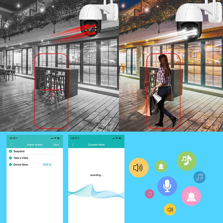 Alexa OEM Wireless Smart Home IPC Outdoor Security iCSee 5MP HD Mini WiFi Surveillance CCTV IP PTZ Network Camera