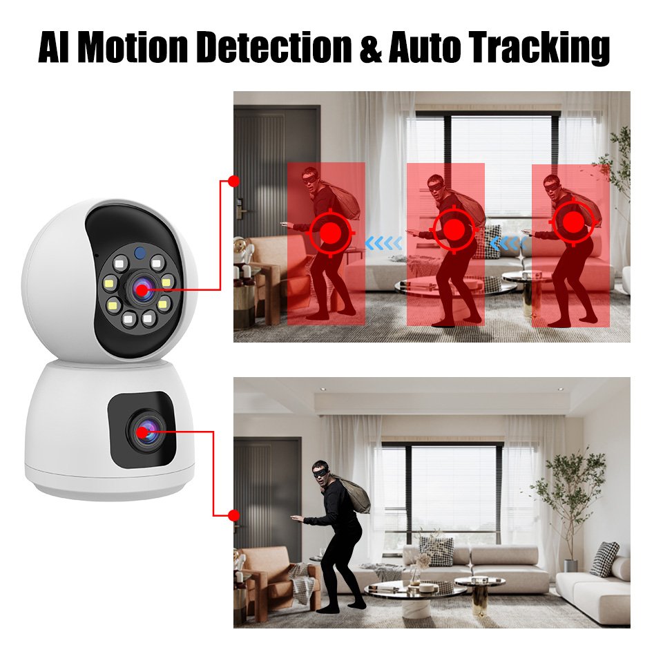 6mp Wireless Dual Lens Network Ptz Camera cctv 6mp Auto Tracking supervisory 4mp 1080p Wifi Dual Lens cctv Camera