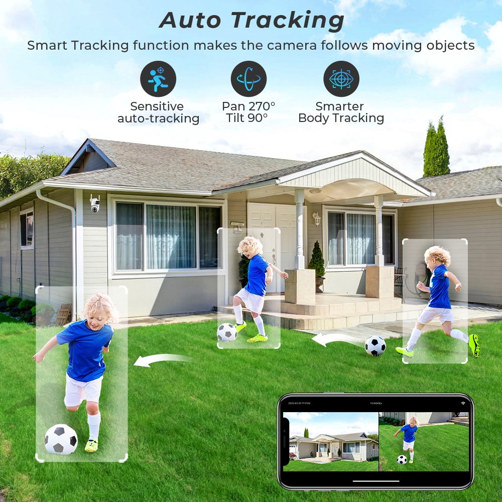Outdoor Wireless Security Camera WiFi 6MP Dual Screen Dual Lens Night Vision AI 360 Degree Motion Tracking Security CCTV Camera