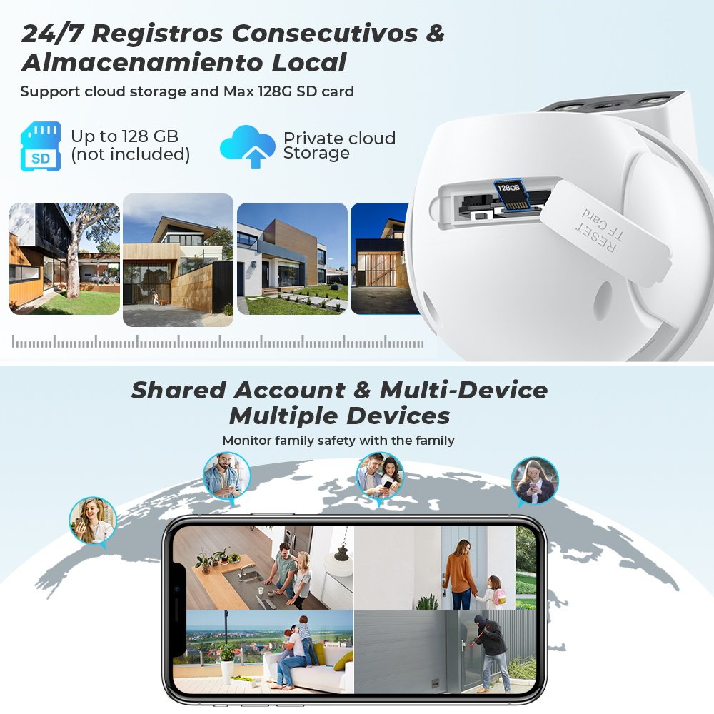 Outdoor Wireless Security Camera WiFi 6MP Dual Screen Dual Lens Night Vision AI 360 Degree Motion Tracking Security CCTV Camera