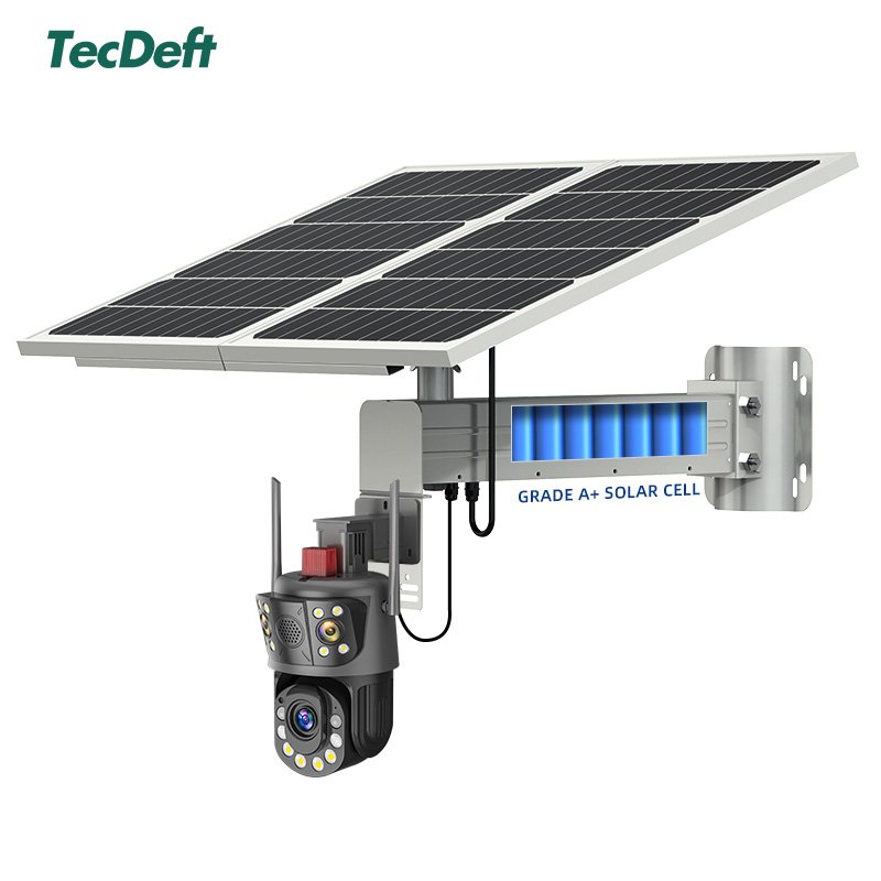 TecDeft Three Lens 4G Cctv Camera 12MP Bullet Wifi Security Solar System With Full Night Vision Auto Network Camera wifi